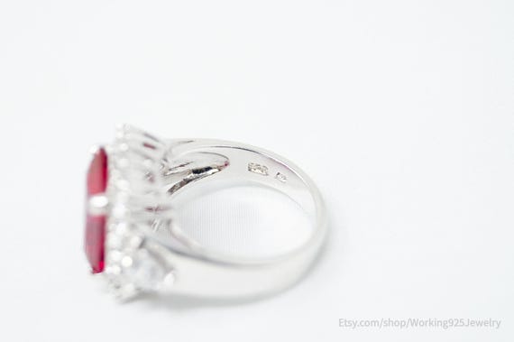 Vintage Designer Lab Ruby CZ Statement Sterling S… - image 7