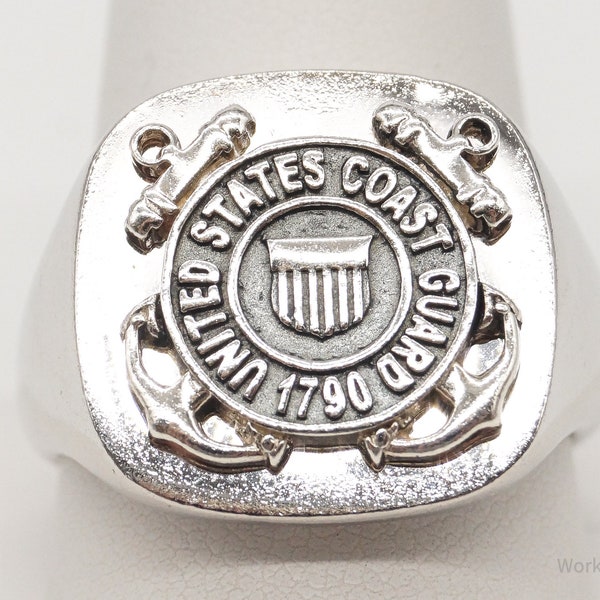 Vintage United States Coast Guard Sterling Silver Ring Size 11