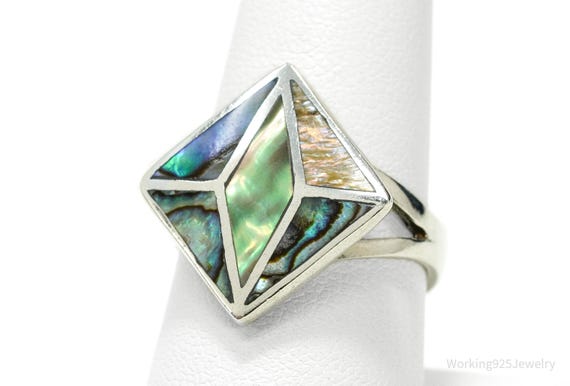 Vintage Paua Abalone Shell Inlay Sterling Silver … - image 1