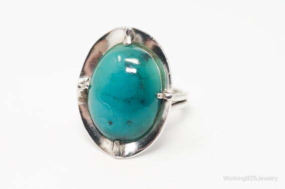 Vintage Large Blue Peruvian Opal Sterling Silver … - image 5