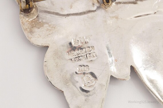 Large Vintage Paua Abalone Shell Butterfly Sterli… - image 8