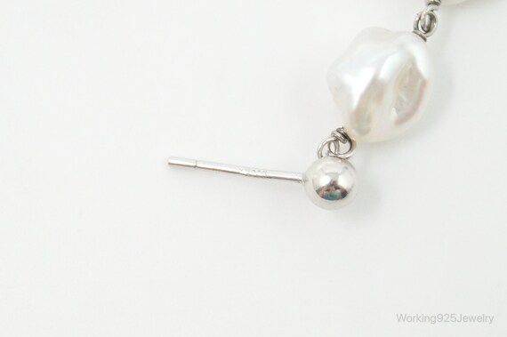 Vintage Pearl Dangle Sterling Silver Earrings - image 4