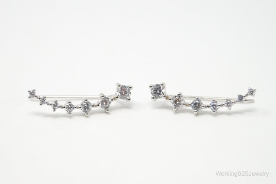 Vintage Cubic Zirconia Sterling Silver Earrings - image 4