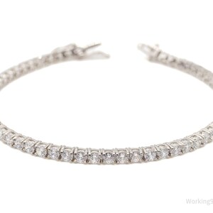 Vintage Designer Cubic Zirconia Sterling Silver Tennis Bracelet