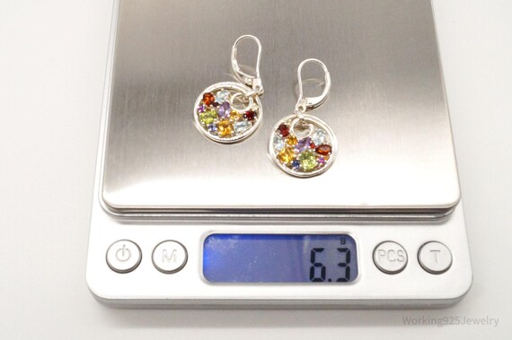 Multi Gemstones Sterling Silver Dangle Earrings - image 8