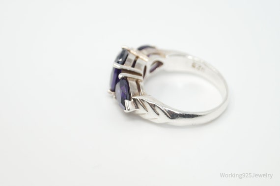 Vintage Art Deco Purple Crystal Sterling Silver S… - image 5