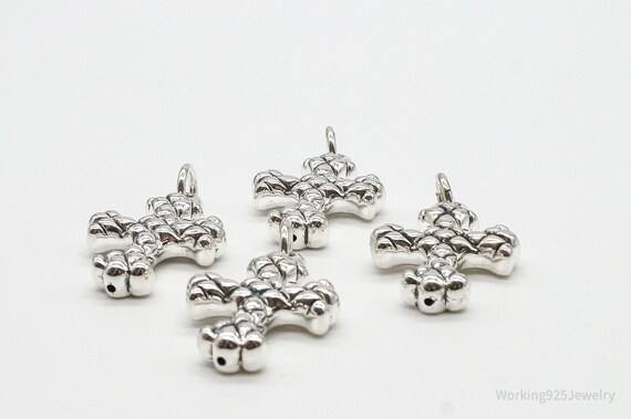 Vintage Puffy Hollow Cross Sterling Silver Pendan… - image 7