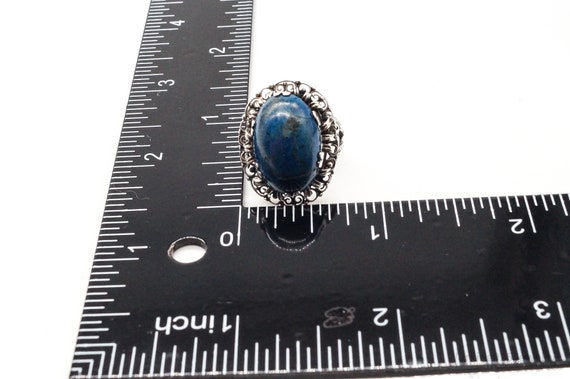 Antique Deep Blue Gemstone Sterling Silver Ring S… - image 6