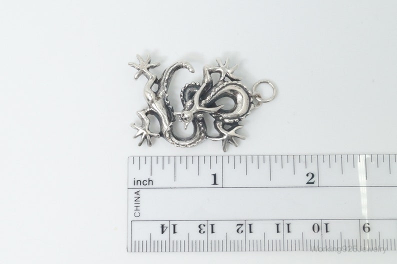 Vintage Dragon Sterling Silver Necklace Pendant image 9