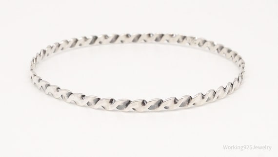 Antique Twist Sterling Silver Bangle Stack Stacke… - image 1