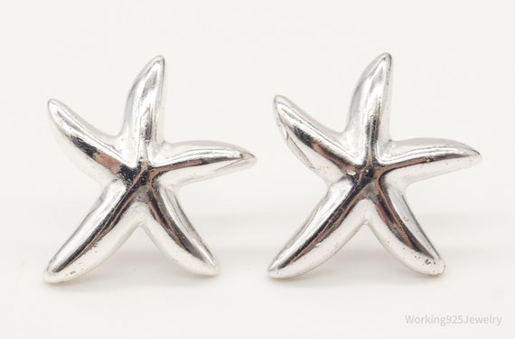 Vintage Starfish Sterling Silver Earrings - image 4