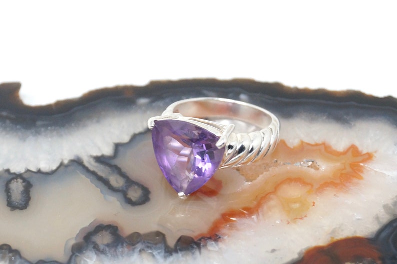 Stunning Vintage Large Purple Amethyst Cable Cord Statement Ring Sterling Silver Size 8-777550009