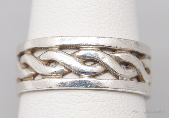Vintage Twist Design Sterling Silver Band Ring - … - image 1