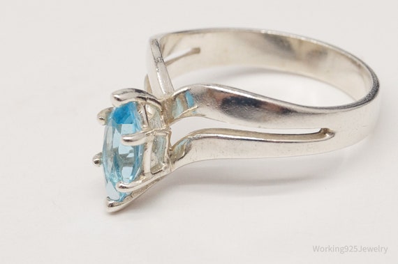 Vintage Designer Blue Topaz Sterling Silver Ring … - image 4