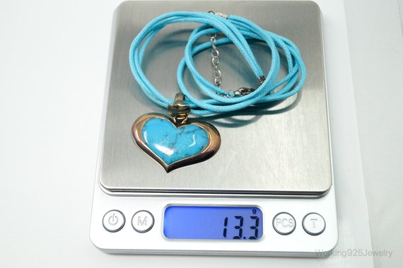 Designer SX Turquoise Heart Sterling Silver Cord … - image 8