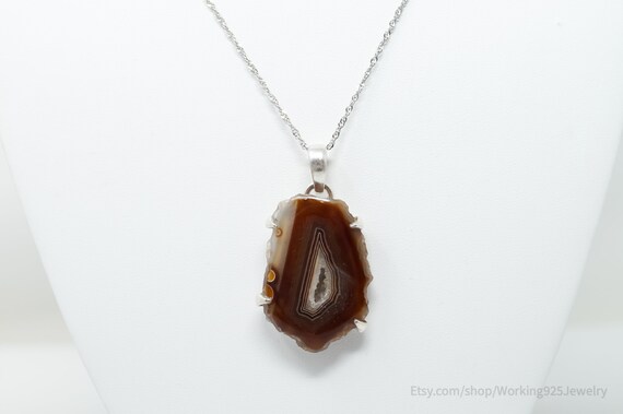 Vintage Large Brown Crazy Lace Agate Sterling Sil… - image 7