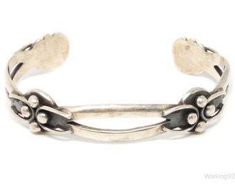 Vintage Mexico Designer Maricela Modernist Sterling Silver Cuff Bracelet
