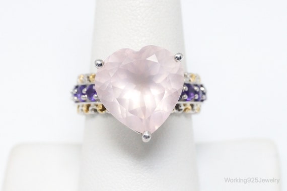 Pink Chalcedony Amethyst Gold Vermeil Sterling Si… - image 2