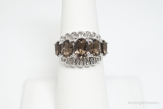 Vintage Designer Smoky Topaz  Sterling Silver Sta… - image 2