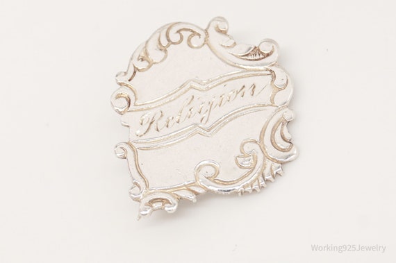 Antique "Religion" Silver Brooch Pin - image 5