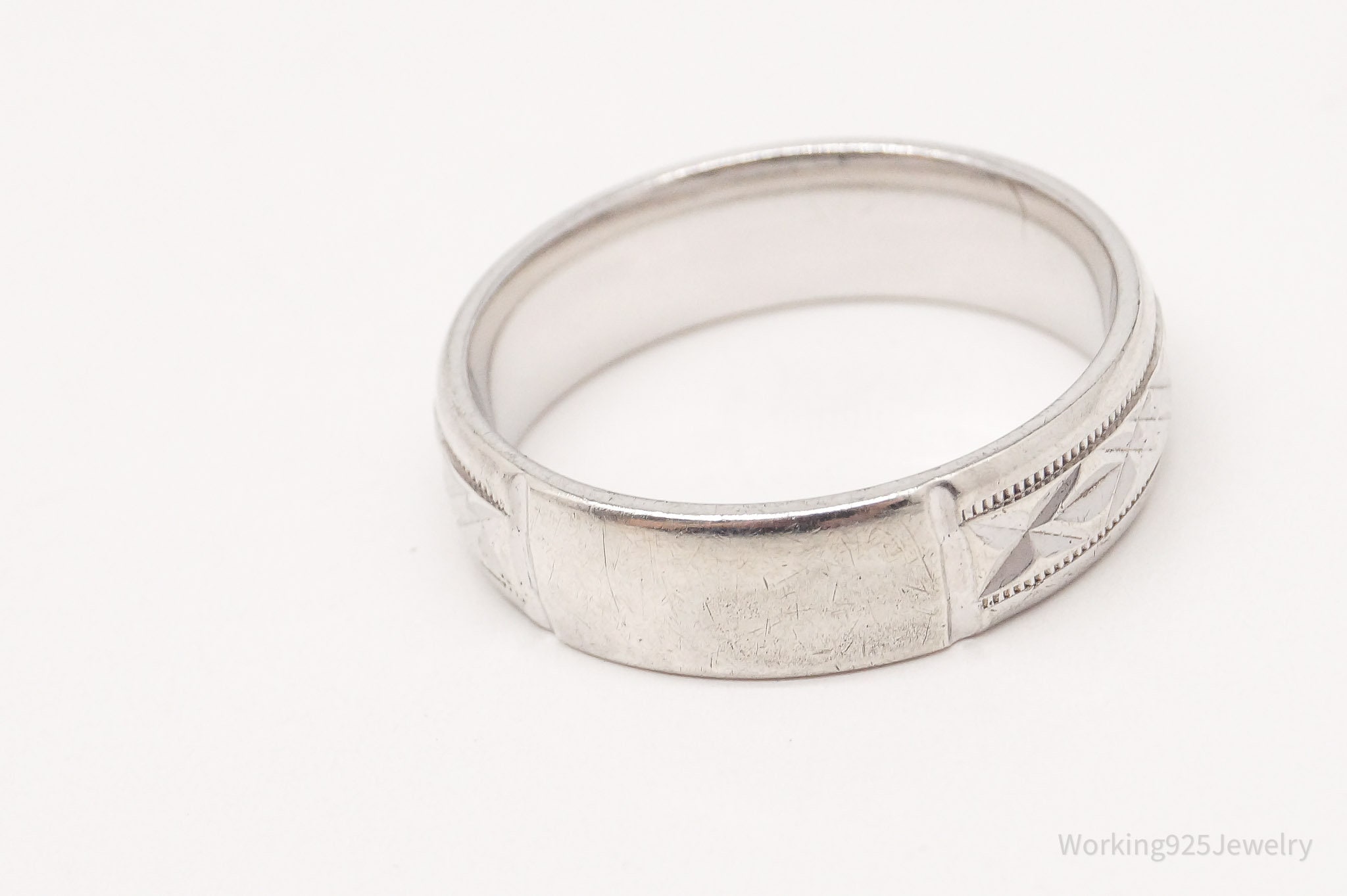 Vintage Sleek Sterling Silver Band Ring Size 9.5 - Etsy