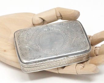 Seltene 19th Century 1868 Victorian Edwardian Jugendstil Französische Verzierte Geätzte Sammler Snuff Box Sterling Silber