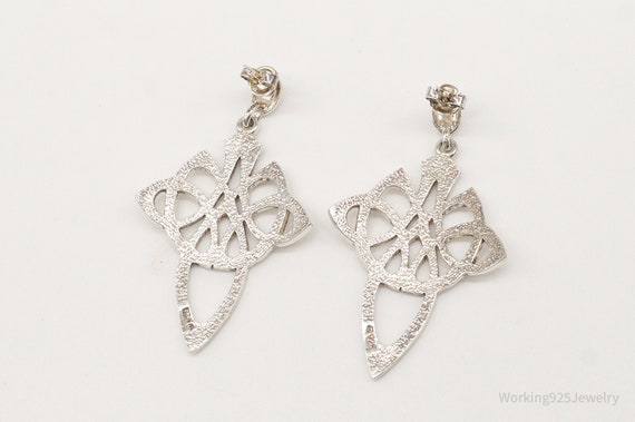 Vintage Celtic Knot Cross Sterling Silver Earrings - image 5