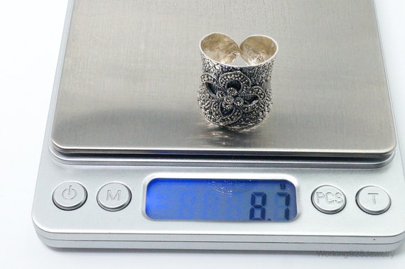 Vintage Marcasite Sterling Silver Ring - Size 8.75 - image 9