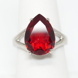 Vintage 18K Gold Filled Garnet Deco Style Sterling Silver Ring - Size 7
