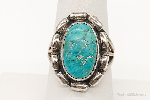 VTG Native American Turquoise Unsigned Sterling S… - image 1
