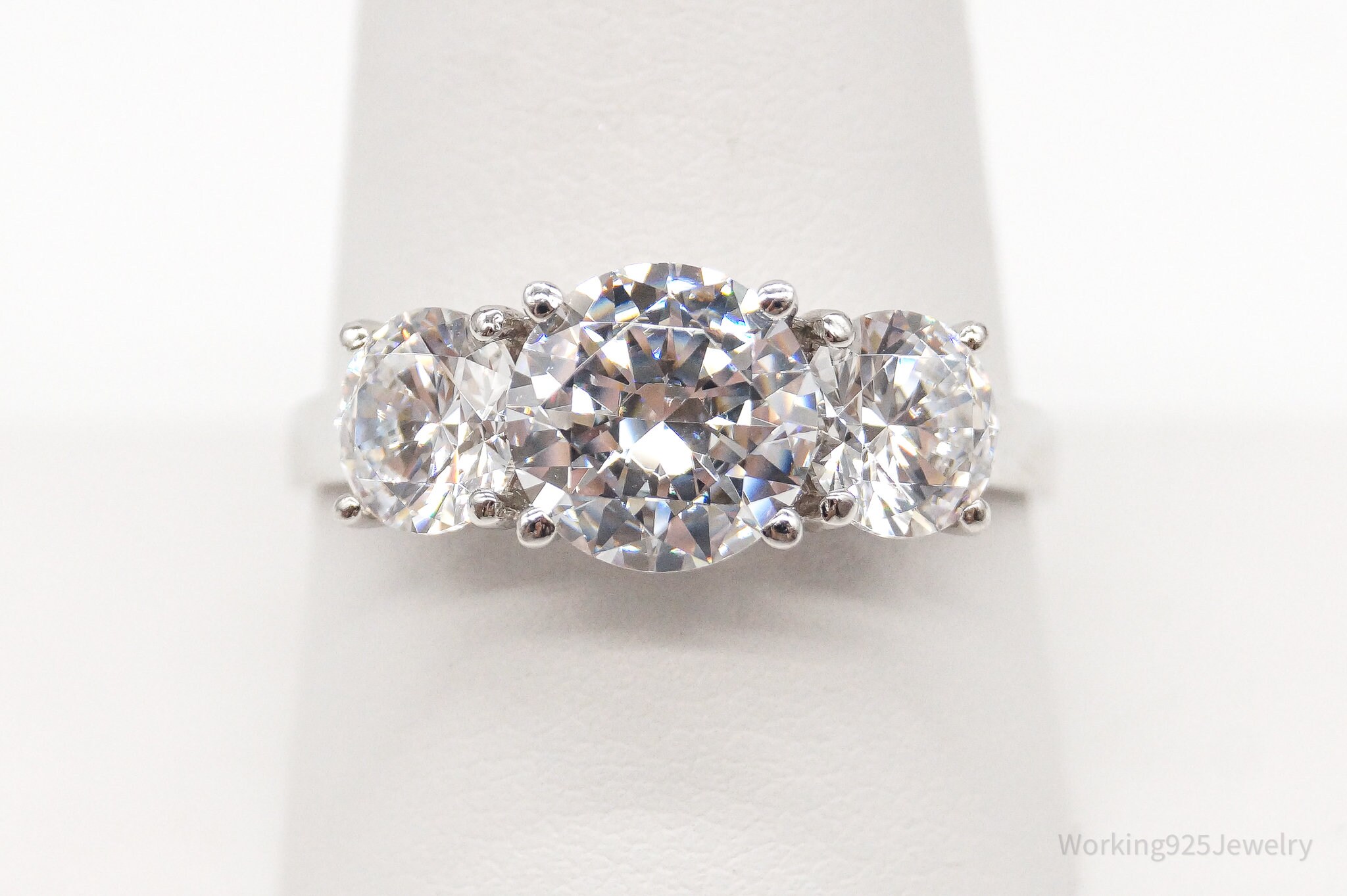 Vintage Cubic Zirconia Sterling Silver Ring - Size 10 - Etsy