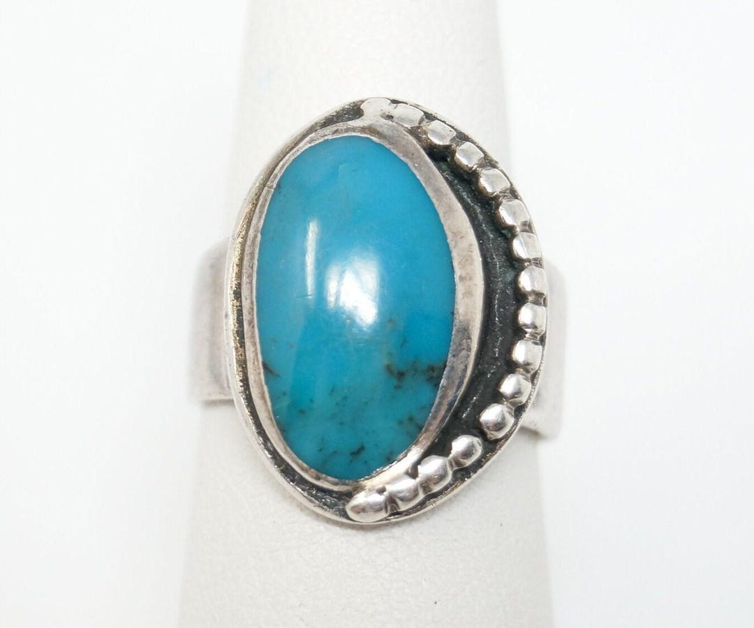 Vtg Native American Turquoise Unsigned Sterling Silver Ring - Sz 6 - Etsy