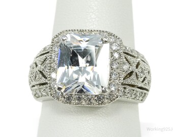Jeulia Anello Fidanzamento Donna In Argento Sterling 925, Taglio Principessa, Zirconi, Eternity, 62 (19.8) - 2