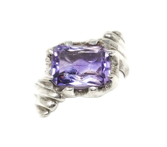 Vintage Purple Amethyst Art Deco Style Sterling S… - image 1