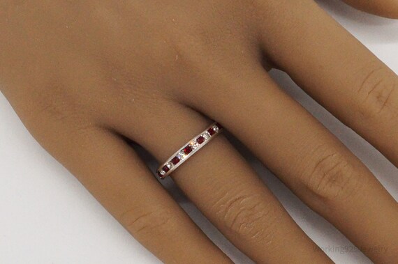 Vintage Red & White Crystal Sterling Silver Ring … - image 5