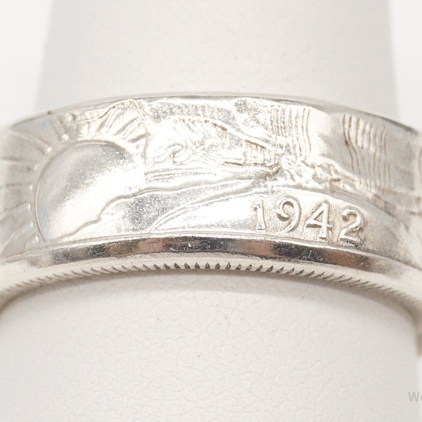 Vintage 1942 Half Dollar Silver Ring - Size 9