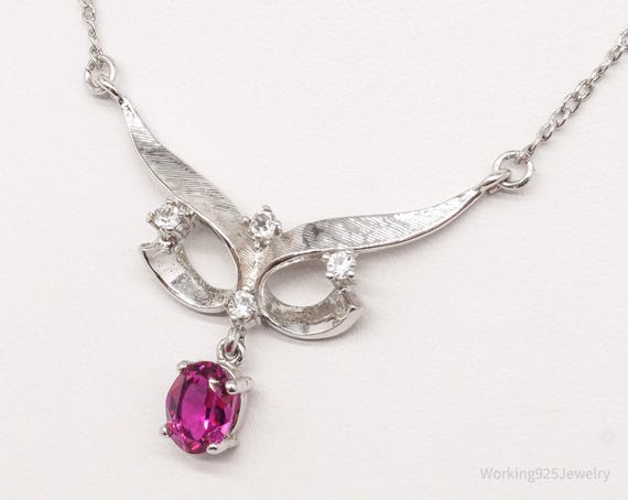 Vintage Simulated Ruby & Simulated Diamond Sterli… - image 2