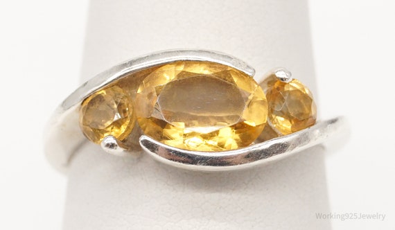 Vintage Citrine Sterling Silver Ring - Size 7.5 - image 2