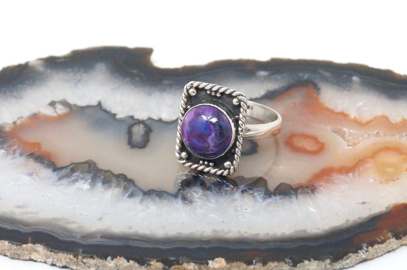 Vintage Southwestern Rare Purple Mohave Turquoise Sterling Silver Ring Size 8.5 image 4