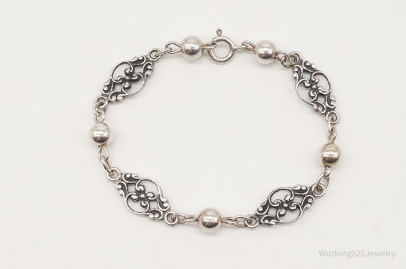 Vintage Art Nouveau Style Sterling Silver Bracelet - image 3