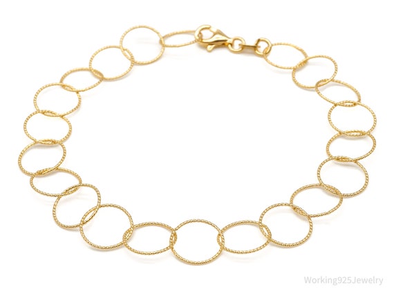 Vintage Danecraft Circle Chain Link Gold Vermeil … - image 1