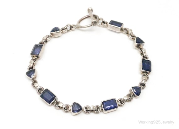 Vintage Iolite Sterling Silver Toggle Bracelet - image 1