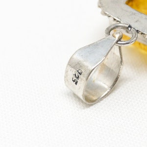 Large Vintage Amber Modernist Sterling Silver Necklace Pendant image 6
