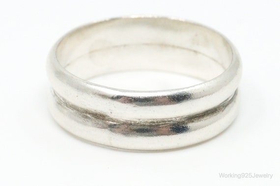 Vintage Sterling Silver Double Band Wide Ring Siz… - image 4