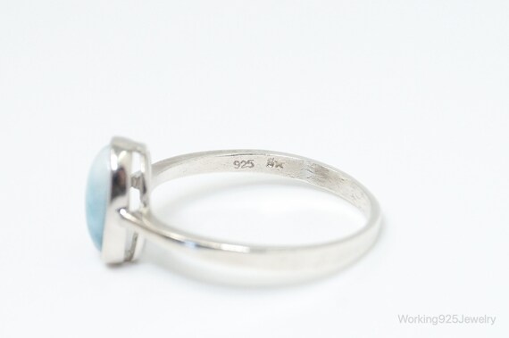 Vintage Blue Larimar Sterling Silver Ring - Size … - image 5