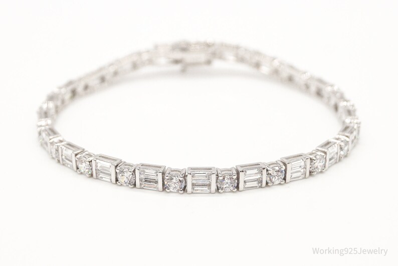 Shops Vintage Platinum Clad Cubic Zirconia Sterling Silver Tennis Bracelet