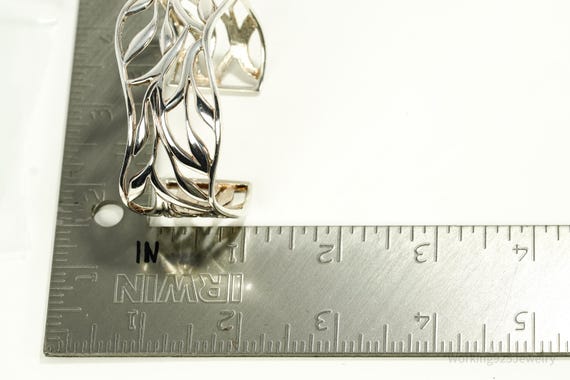 Vintage Leaf Pattern Sterling Silver Cuff Bracele… - image 7