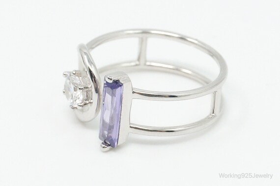 Amethyst Cubic Zirconia Sterling Silver Ring - Si… - image 4