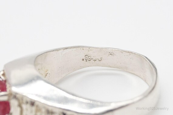 Vintage Ruby Sterling Silver Ring - Size 10.25 - image 6