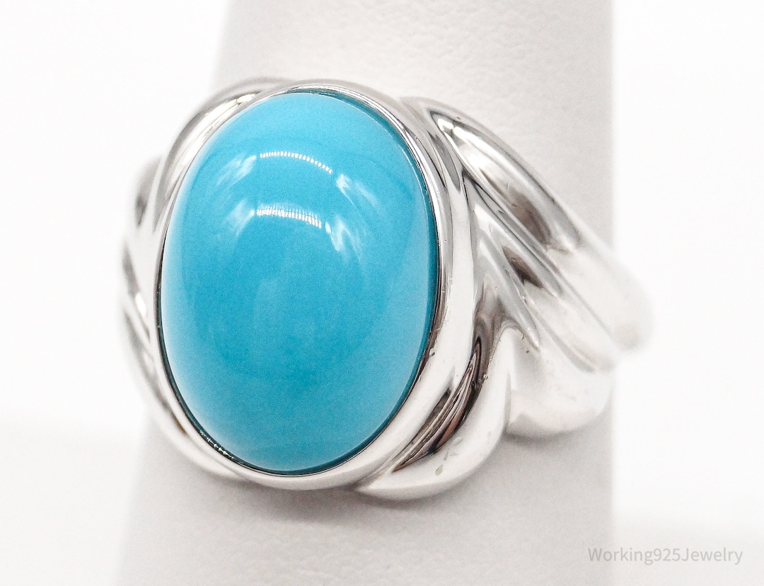 Designer JS Turquoise Sterling Silver Ring Size 7 - Etsy Designer JS Turquoise Sterling Silver Ring Size 7 - Etsy